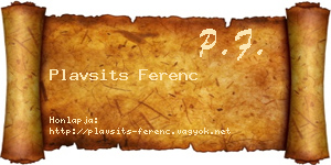 Plavsits Ferenc névjegykártya